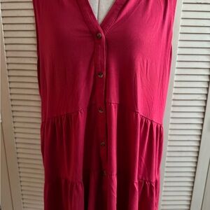 Sleeveless Pink Button-Down Dress